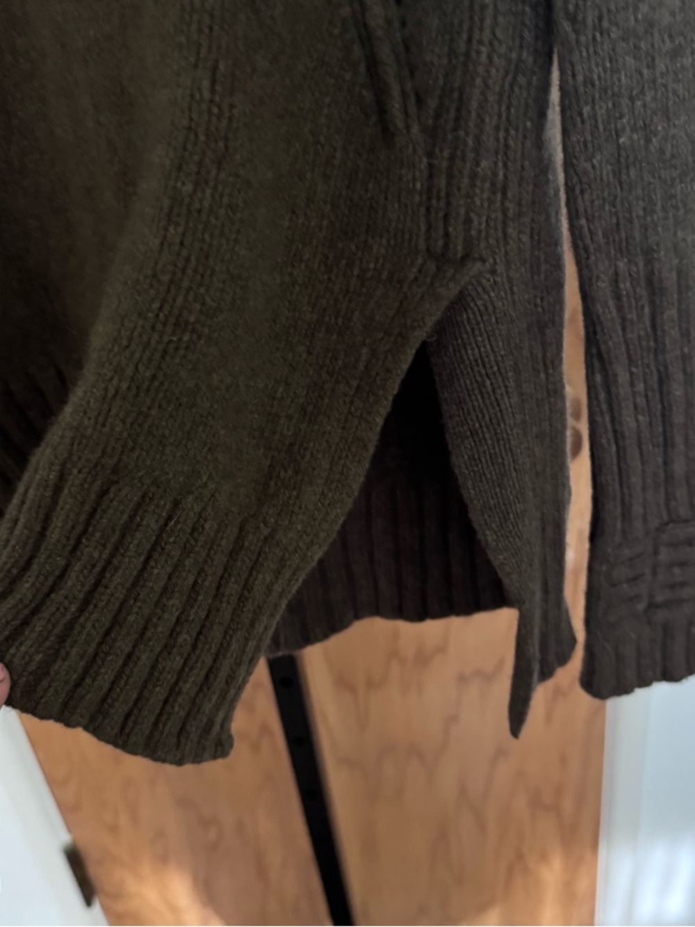 Zadig & Voltaire Almy Cheri half zip funnel neck olive green merino wool sweater - Picture 5 of 7